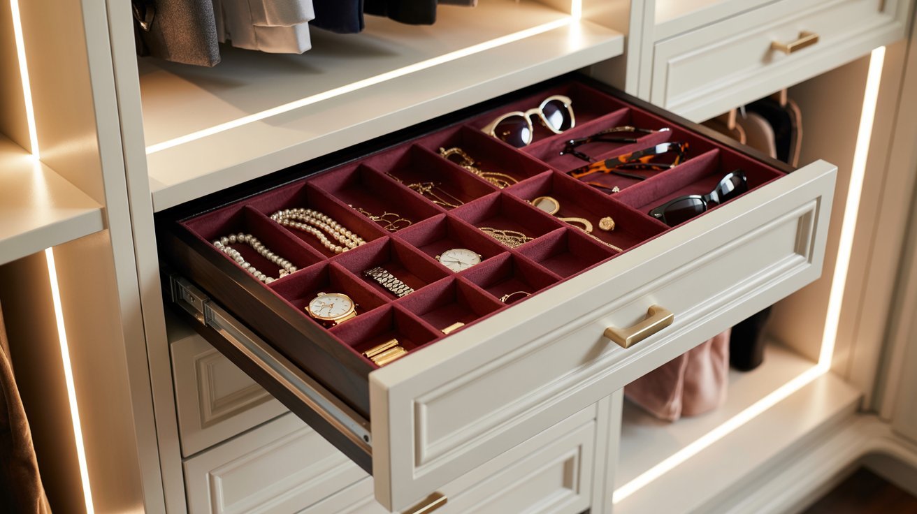 Custom Drawer Dividers and Velvet Linings