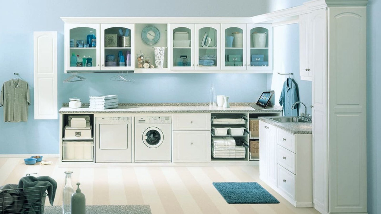 integrated Folding Table with Storage Cabinets
