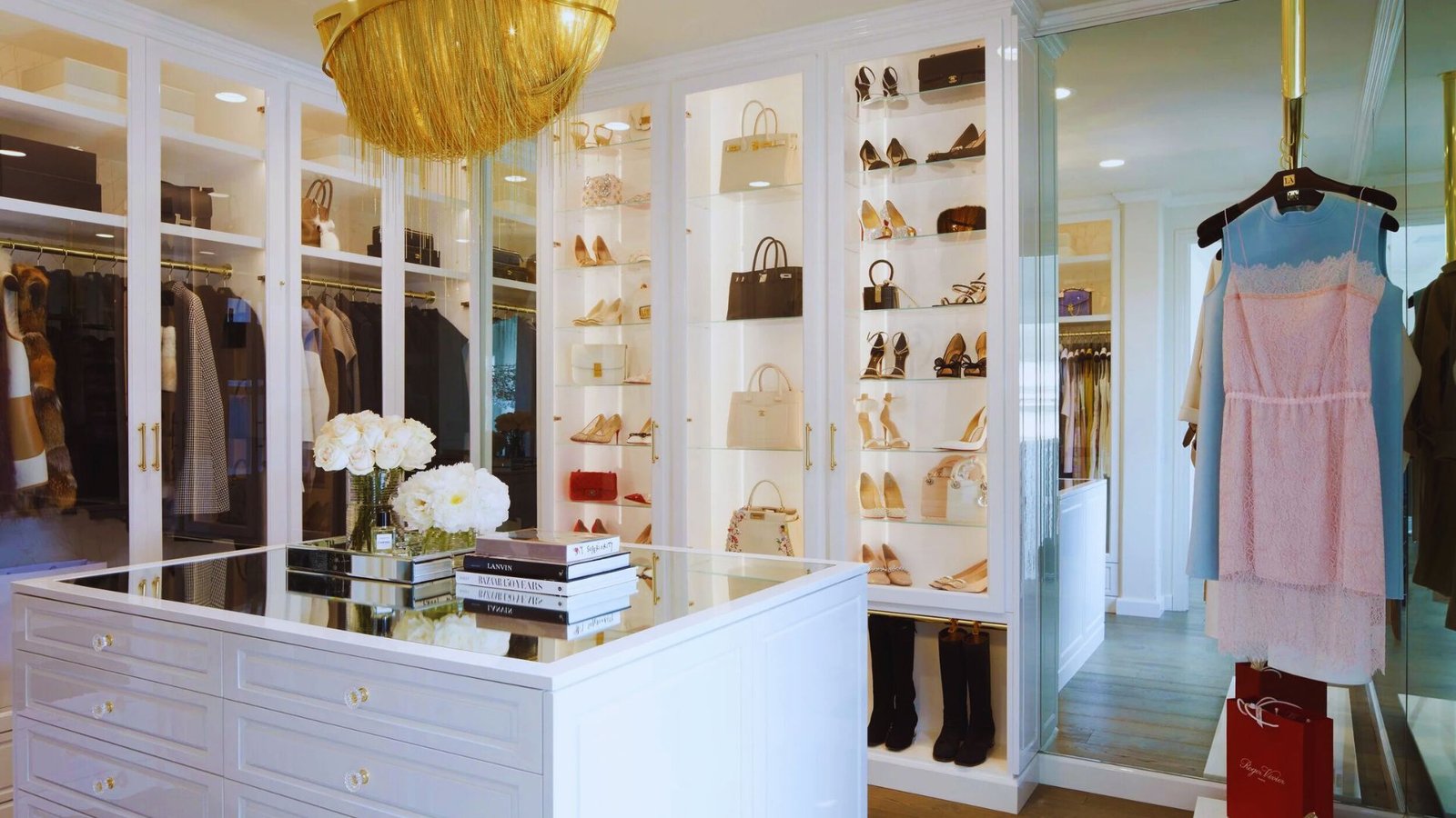 Gold-Accented Glamorous Closet