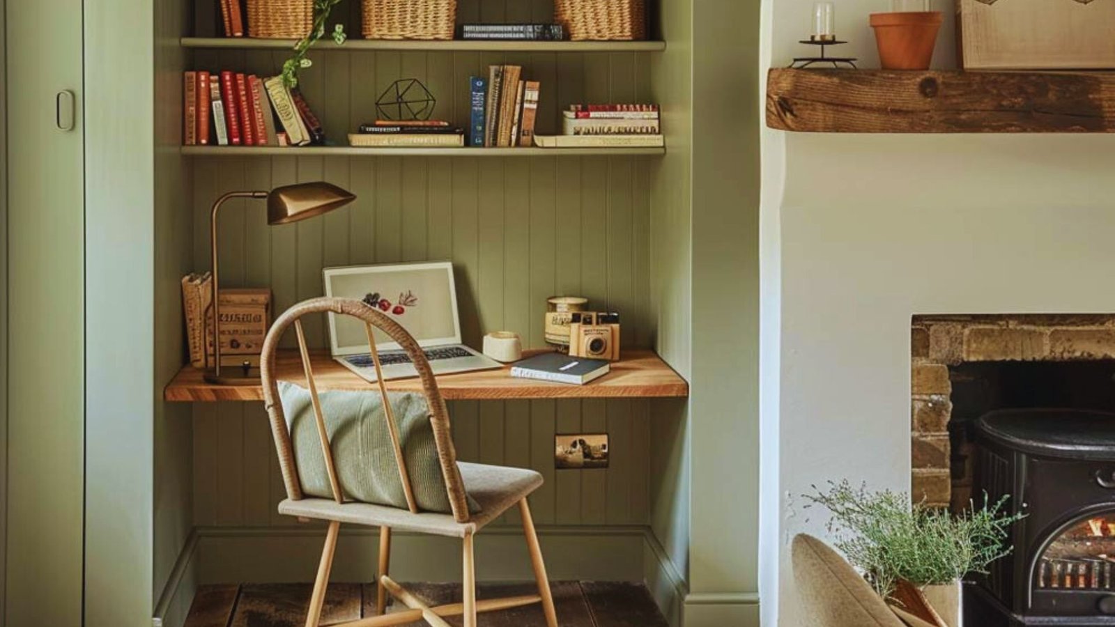 A modern desk paired with a comfortable chair in a well-lit home office space.
