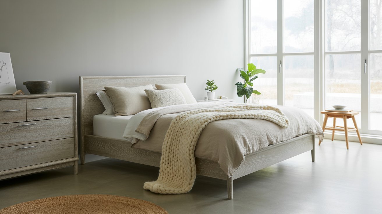 A cozy bedroom featuring a bed, a dresser, and a window allowing natural light to enter the space.
