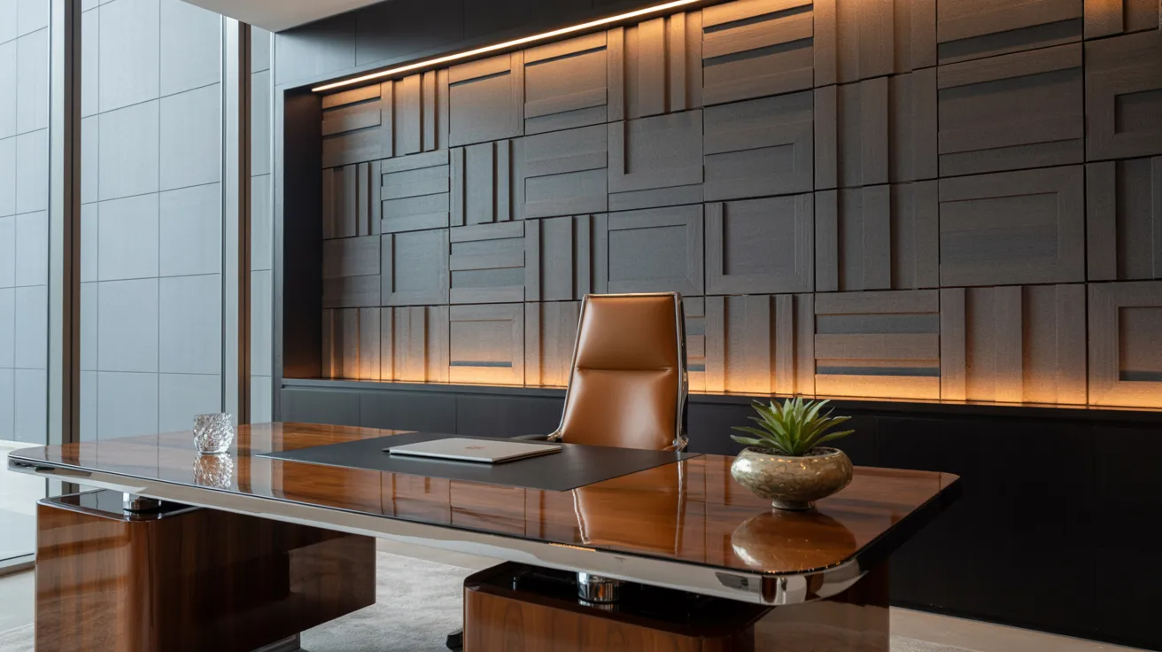  Modern office interior designed by Kim Kim Studio, featuring sleek furniture and a bright, open layout.
