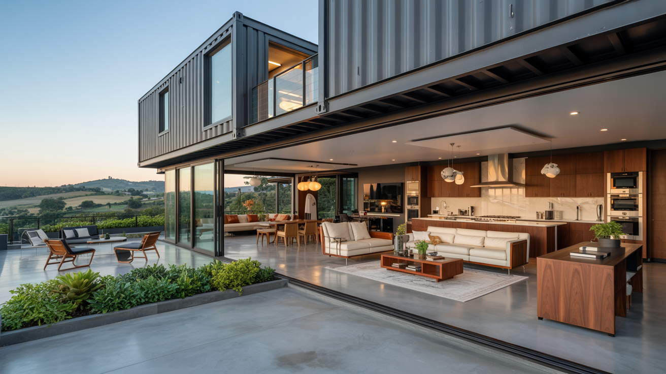 A stylish container home located in San Francisco, featuring contemporary design elements and urban surroundings.