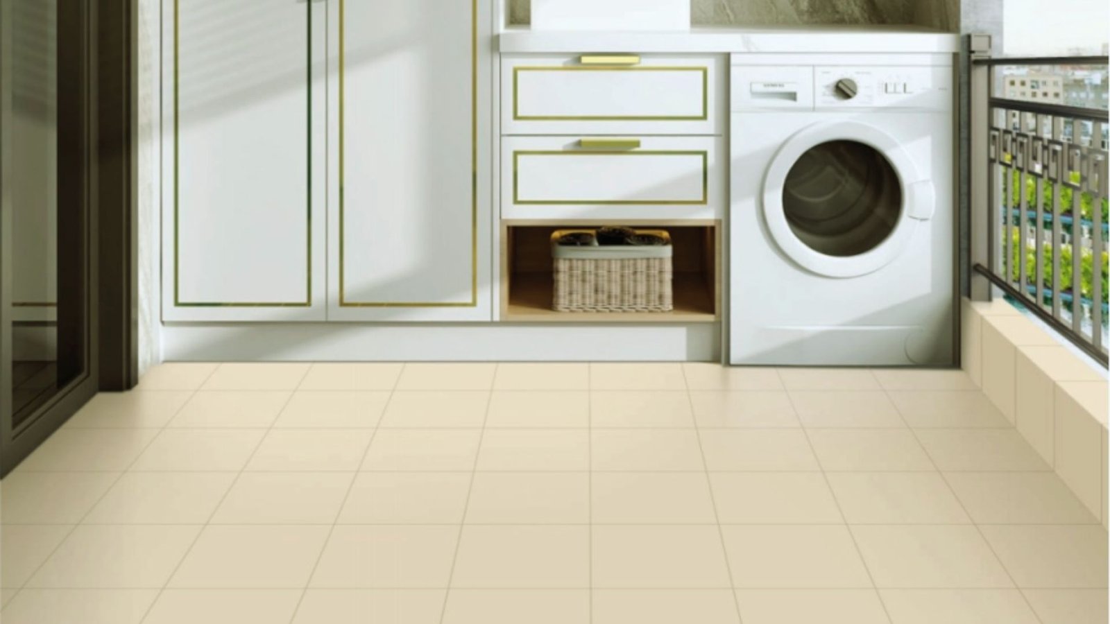  A bright white laundry room featuring a washer and dryer side by side against a clean wall.