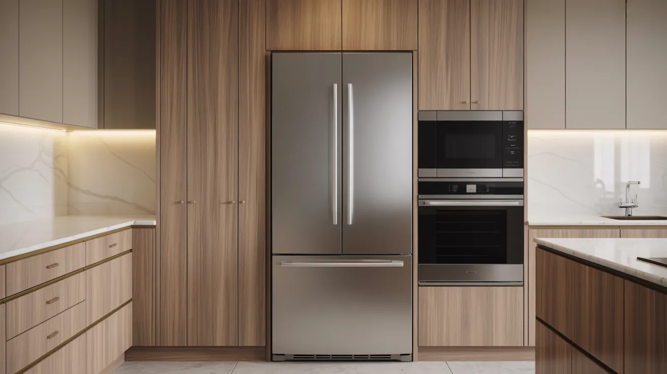  A stylish kitchen equipped with stainless steel appliances and a minimalist design.