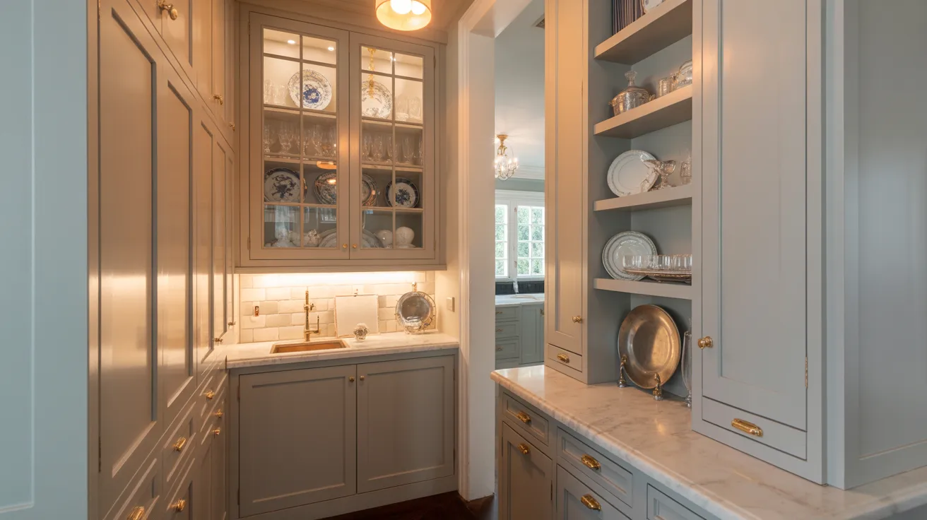 A kitchen featuring a sink and wooden cabinets, showcasing a clean and organized cooking space.