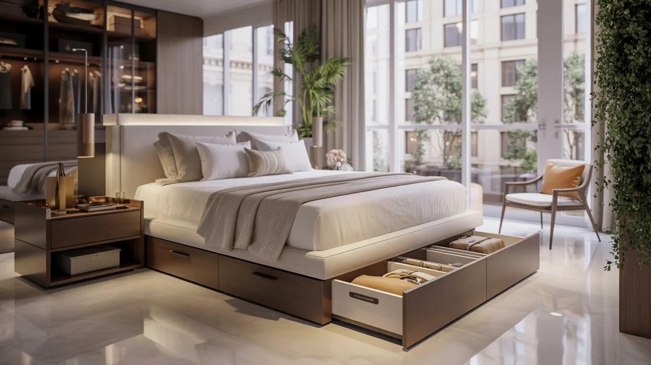 A cozy bedroom featuring a bed, a dresser, and a window allowing natural light to enter the space.
