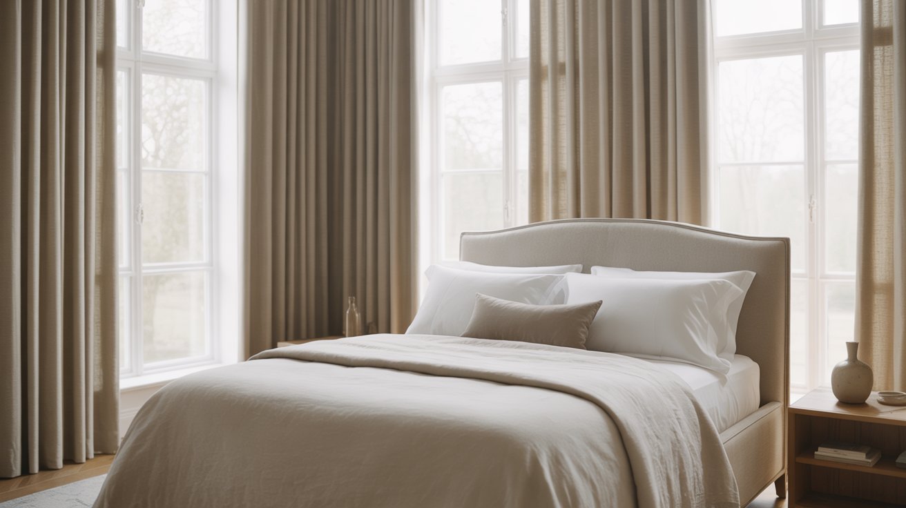 A well-decorated bedroom showcasing a bed and a window, creating a bright and inviting atmosphere.